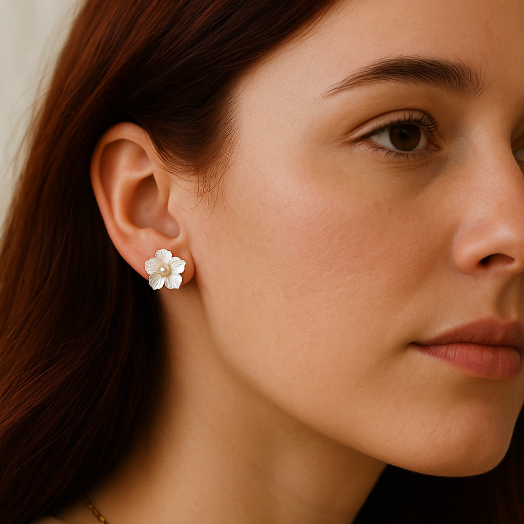 Mother of Pearl Flower Earrings- 'Odette'
