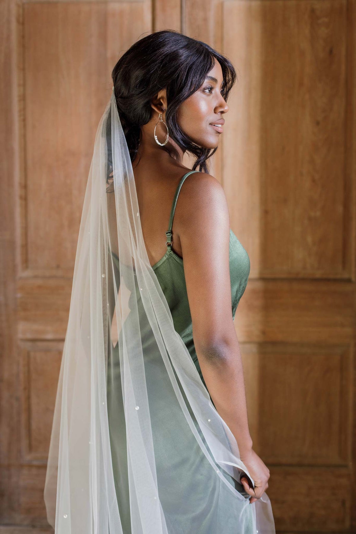 Wedding Veil Italian tulle barely there pearl veil &#39;Coralie&#39;