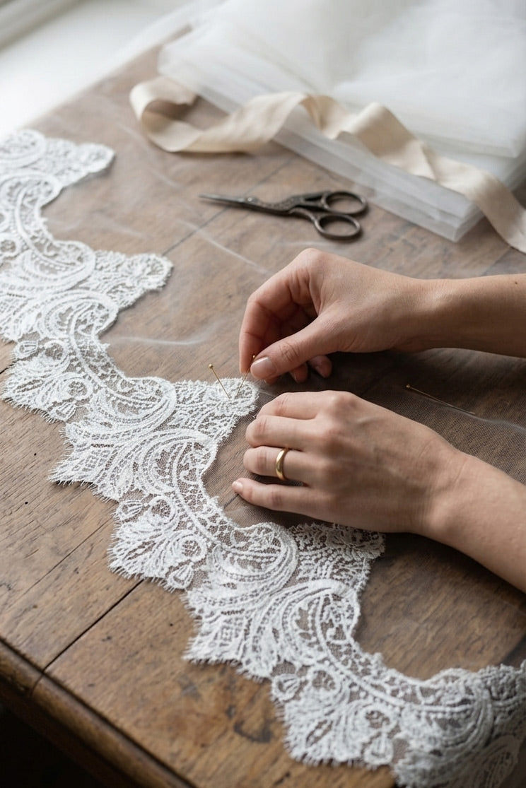 French Lace Mantilla Wedding Veil — 'Clémence'