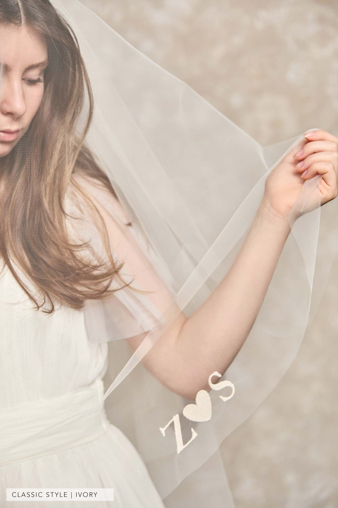 Personalised Veil Embroidery Add On | Discreet initials & heart