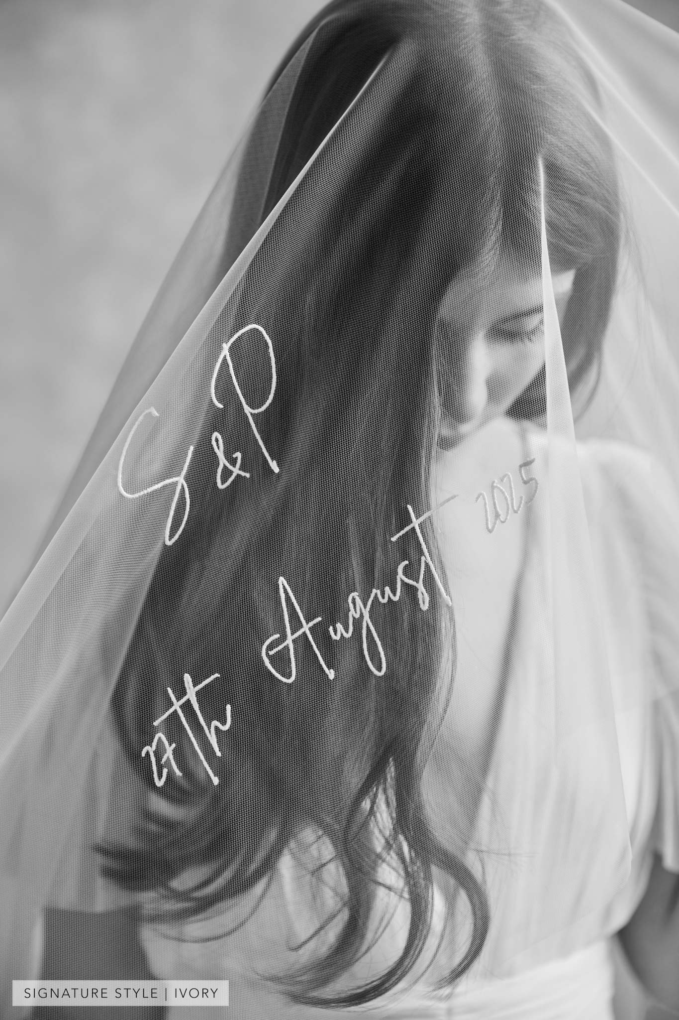 Personalised Veil Embroidery Add On | Date & Initials