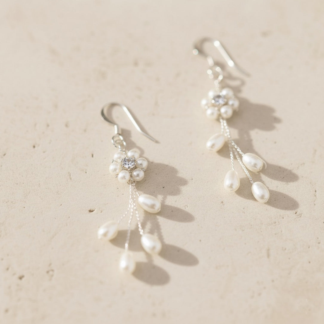 Boho pearl vine drop earring