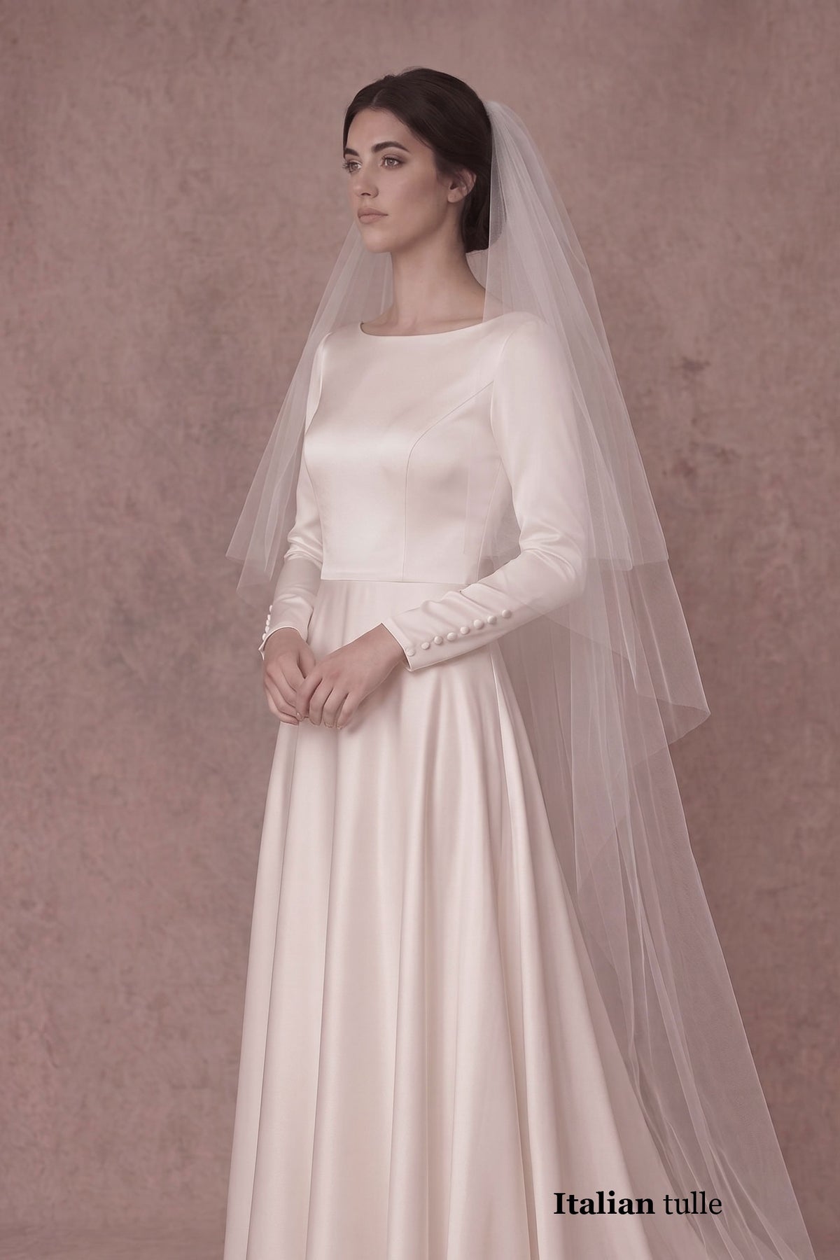 two tier cut edge wedding veil