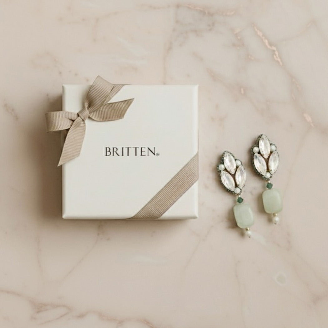 Green, opal and gold semi precious earrings - 'Brynn'