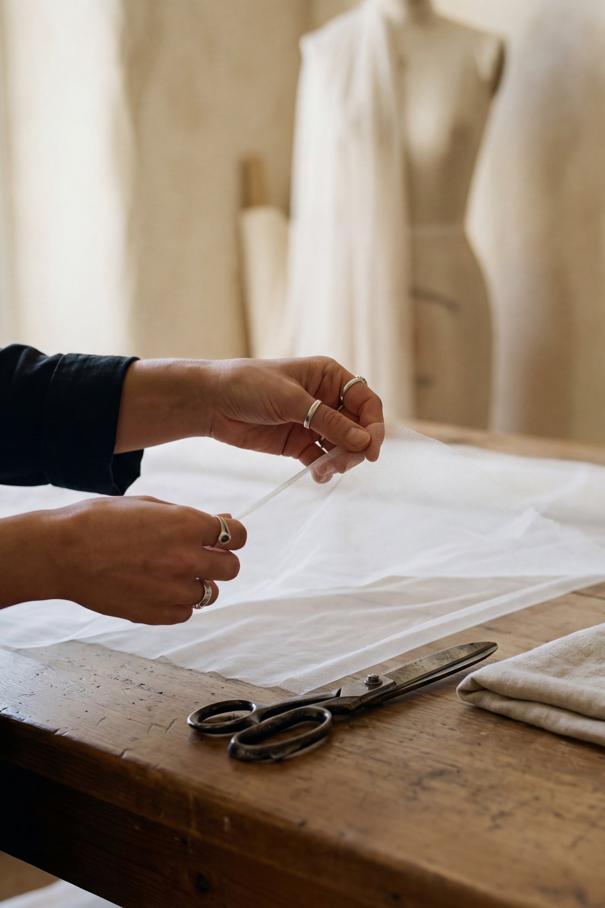 making a cut edge wedding veil
