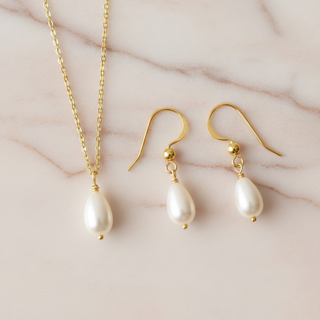 pearl gold filled jewellery set