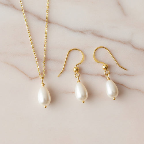 pearl gold filled jewellery set