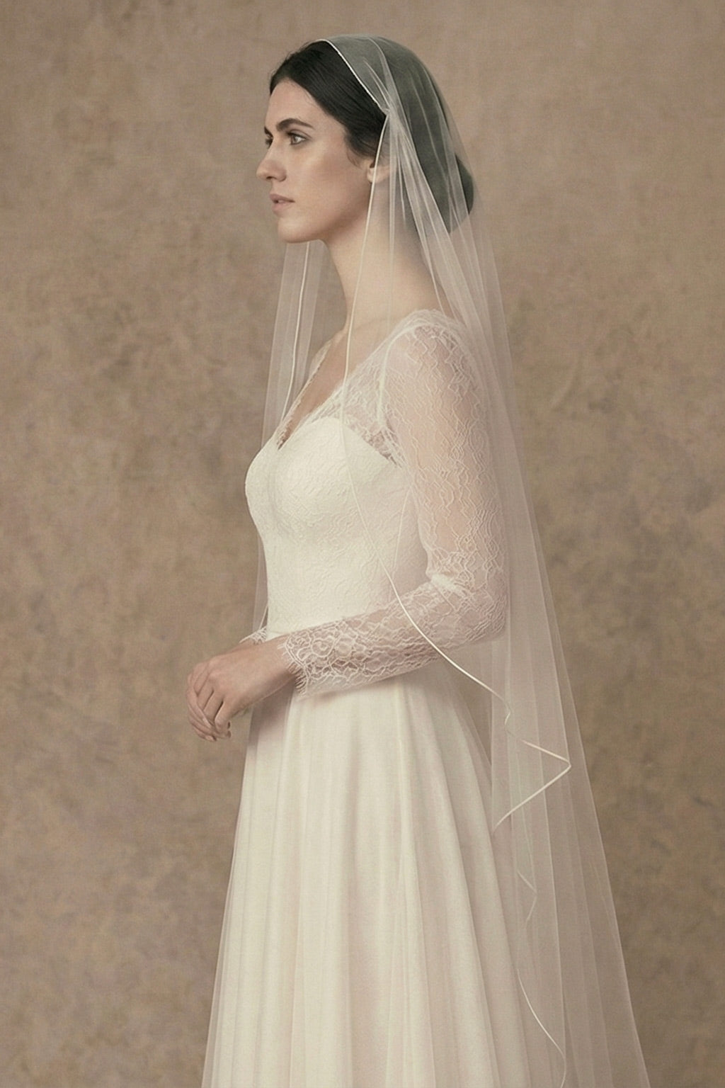Pencil edge Juliet cap wedding veil - 'Maria'