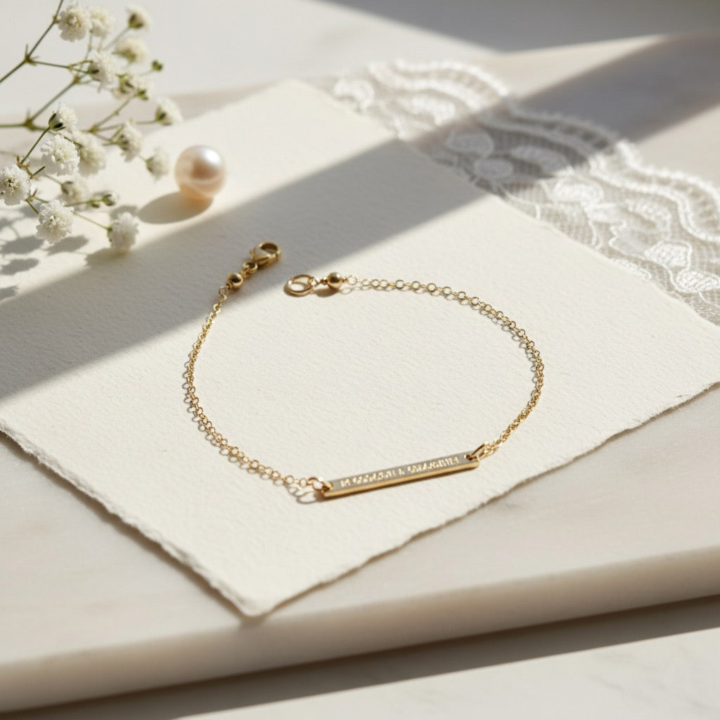 Personalised Coordinates Bar Bracelet – Gold or Silver