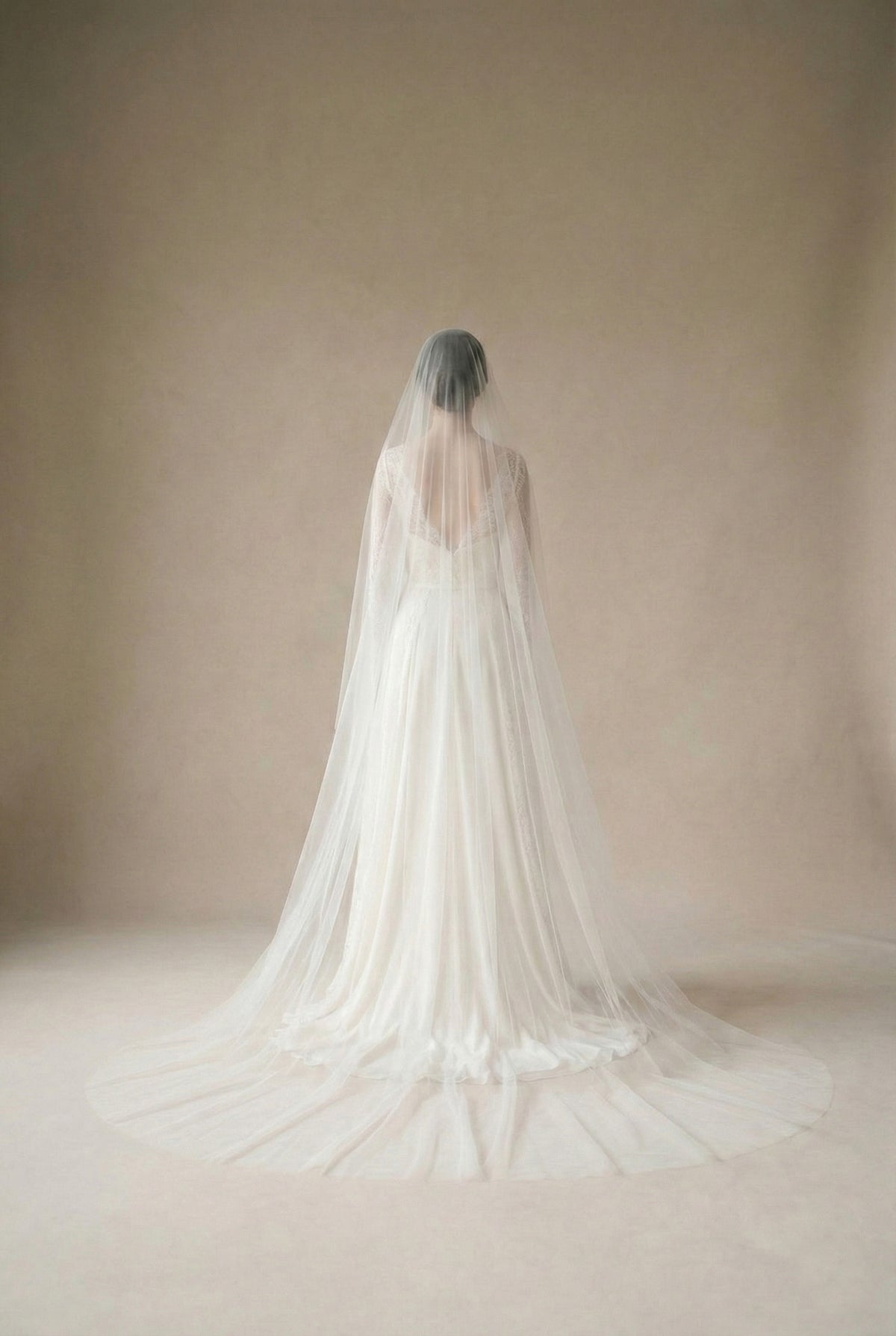Sheer drop wedding veil with extra long blusher - 'Eleanor'