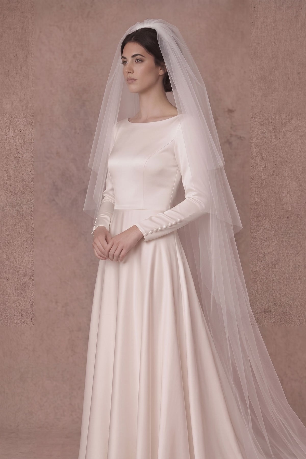 Voluminous Two-Tier Cut Edge Veil Extra Wide