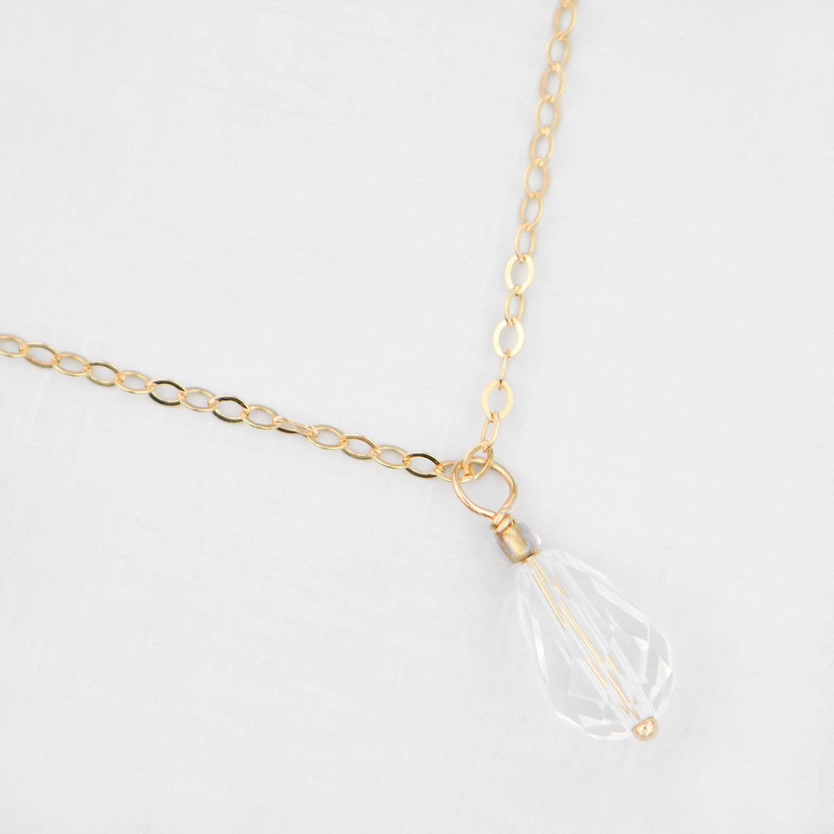 Wedding Necklace 14k gold filled Gold filled crystal back drop necklace lariat for wedding - &#39;Clea&#39;