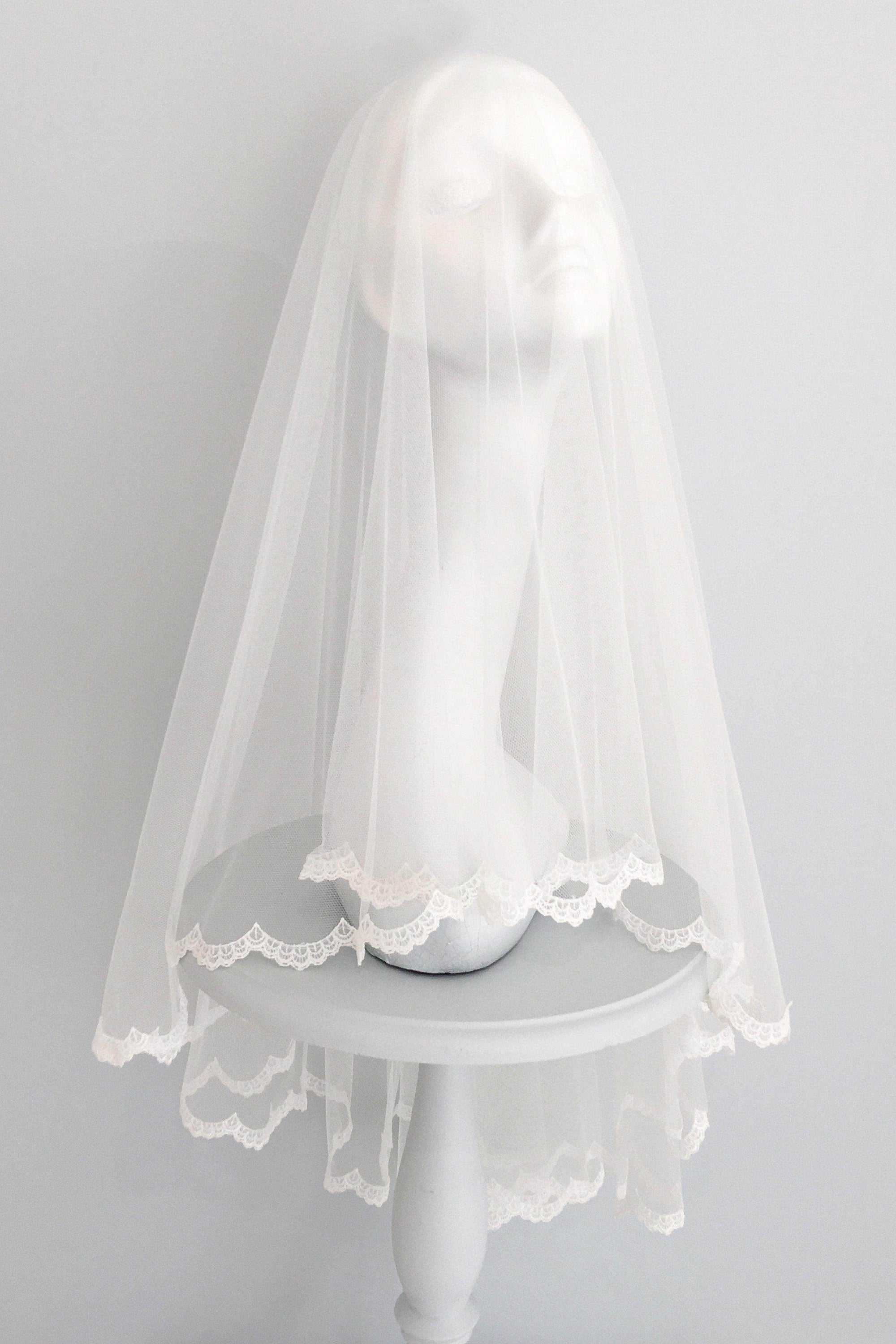 Wedding Veil Lace edged drop wedding veil - 'Alyce'
