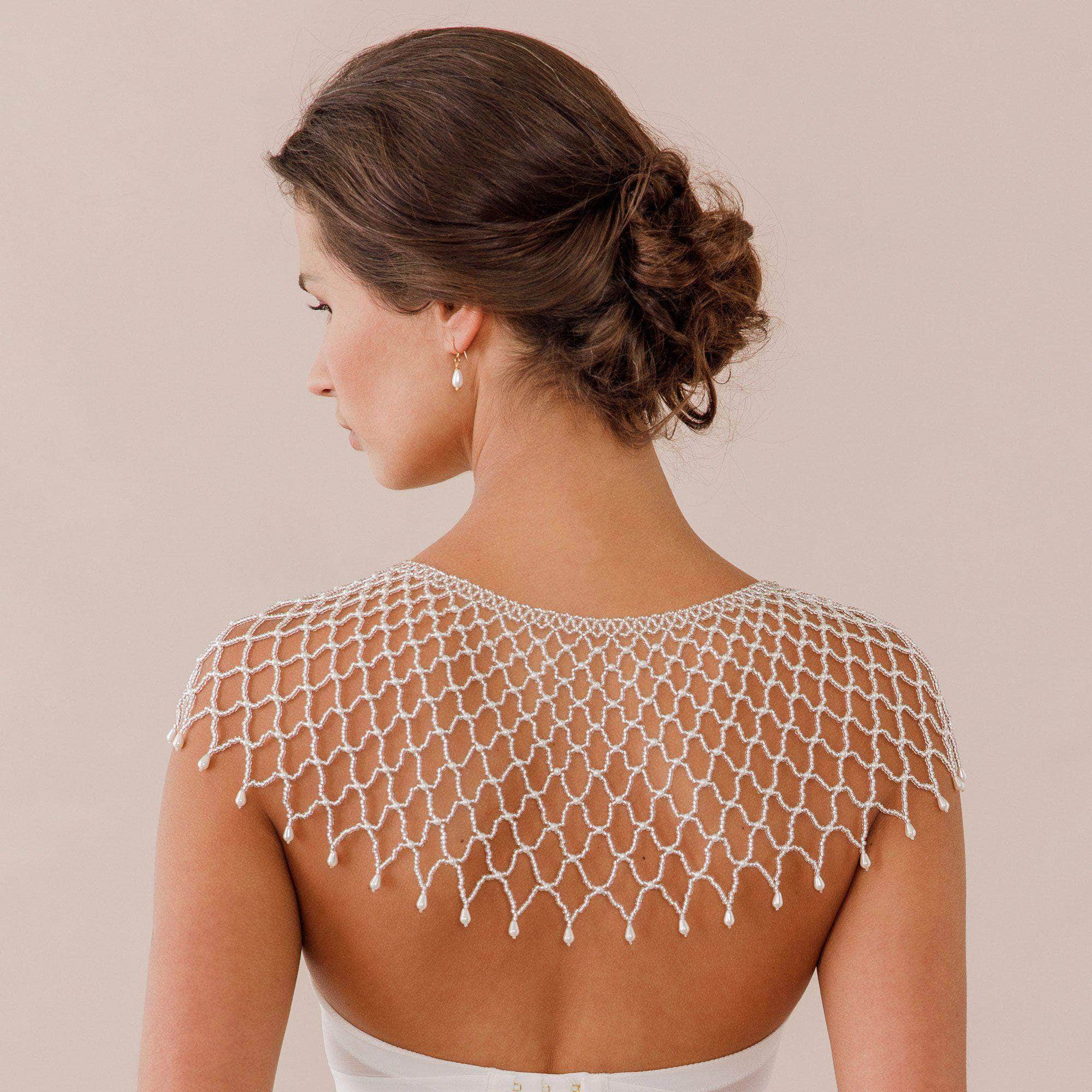 Hand beaded silver capelet cover up - 'Jolie' Hand beaded silver capelet cover up - 'Jolie'