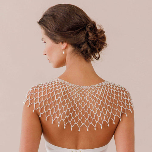 Wedding Cover Up Silver Hand beaded silver capelet cover up - 'Jolie'