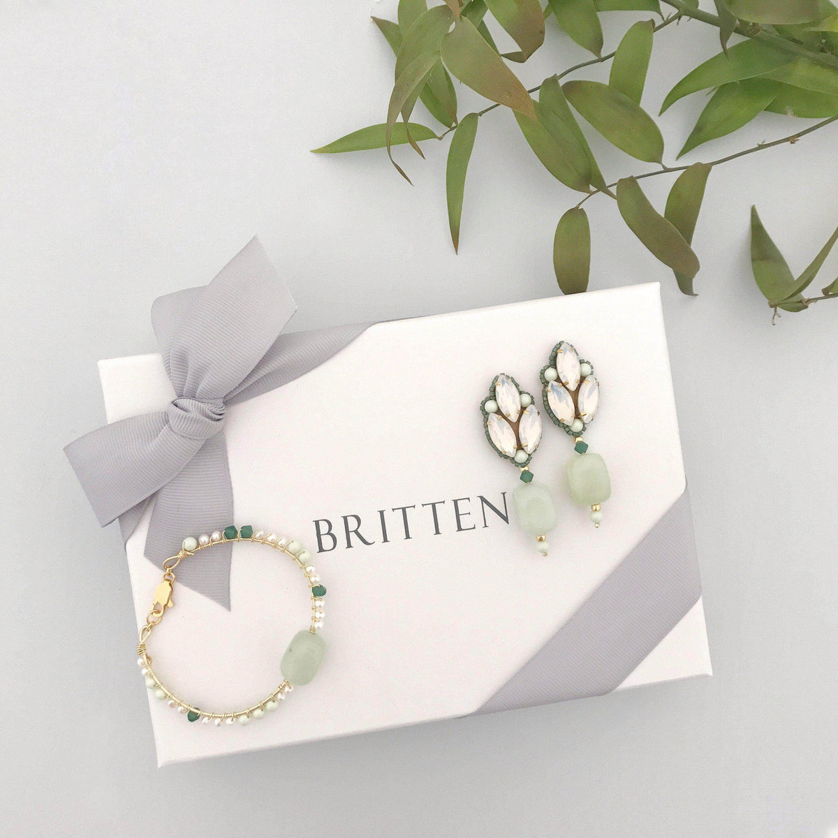 Wedding Earring Green Green, opal and gold semi precious earrings - &#39;Brynn&#39;