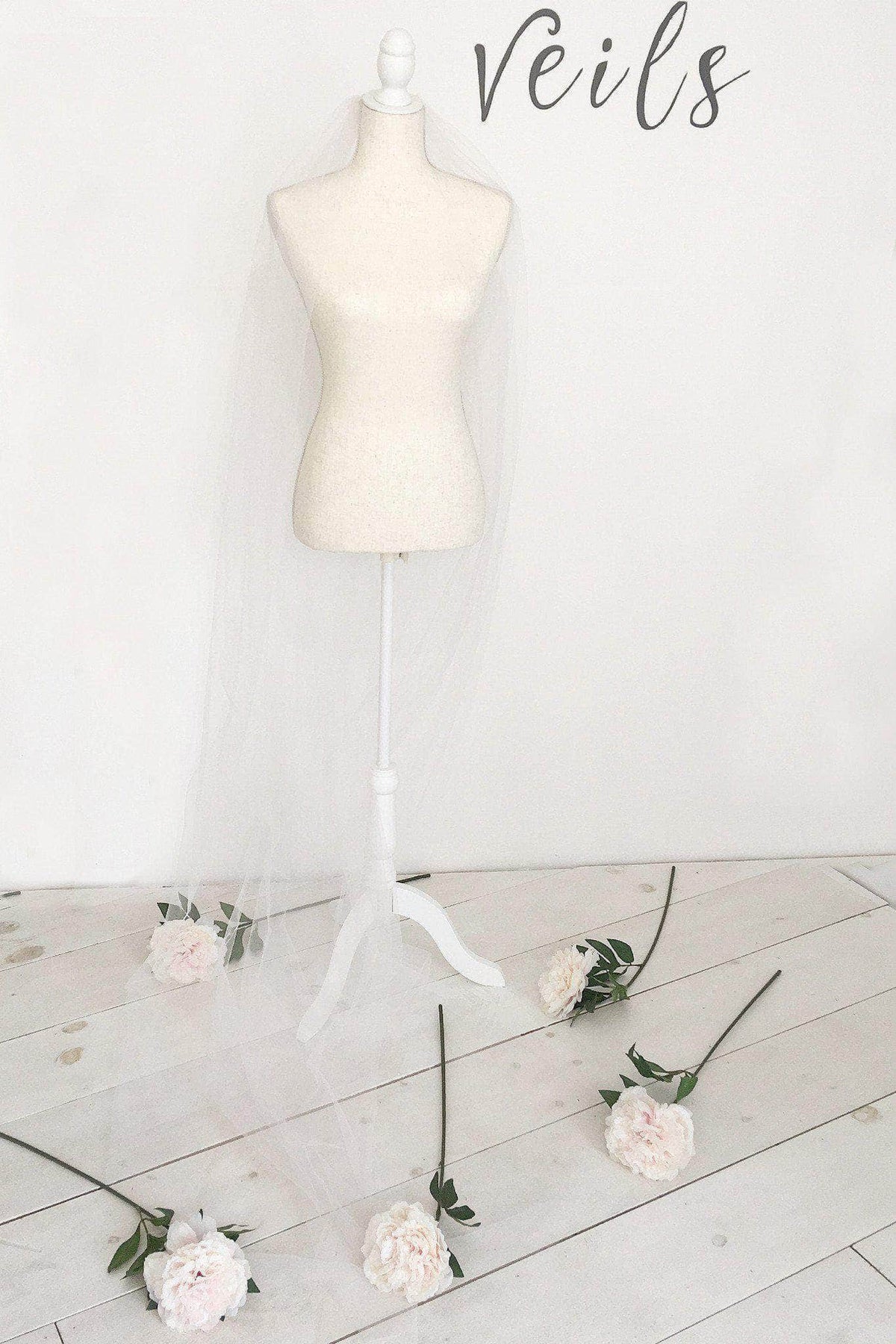 Wedding Veil Blush pink single tier cut edge wedding veil - &#39;Ariana&#39;