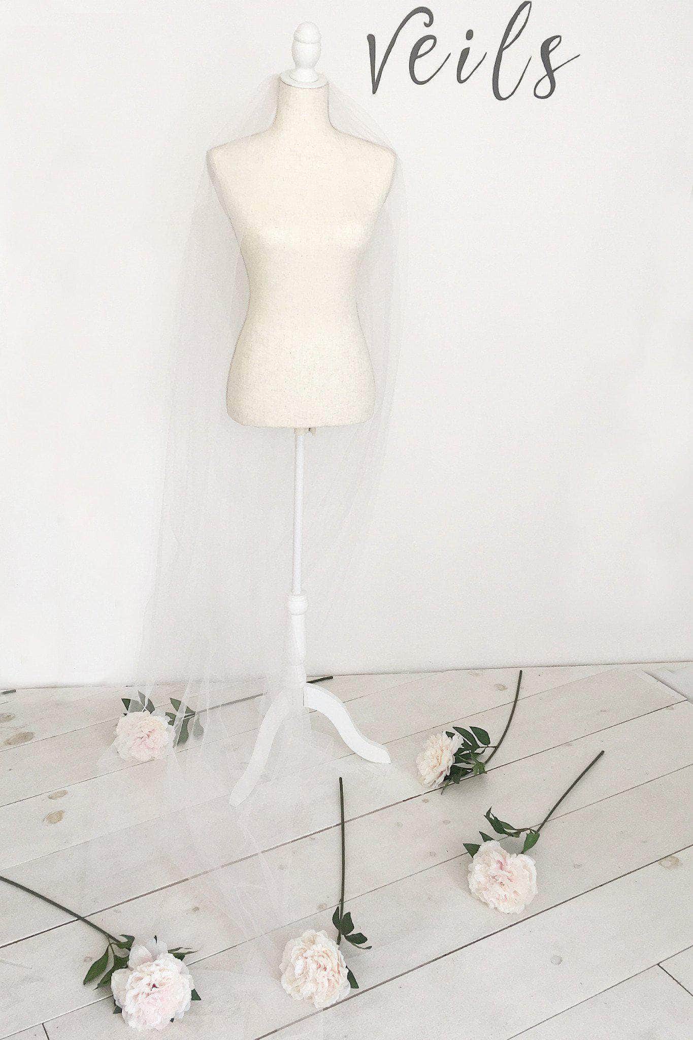 Wedding Veil Blush pink single tier cut edge wedding veil - 'Ariana'