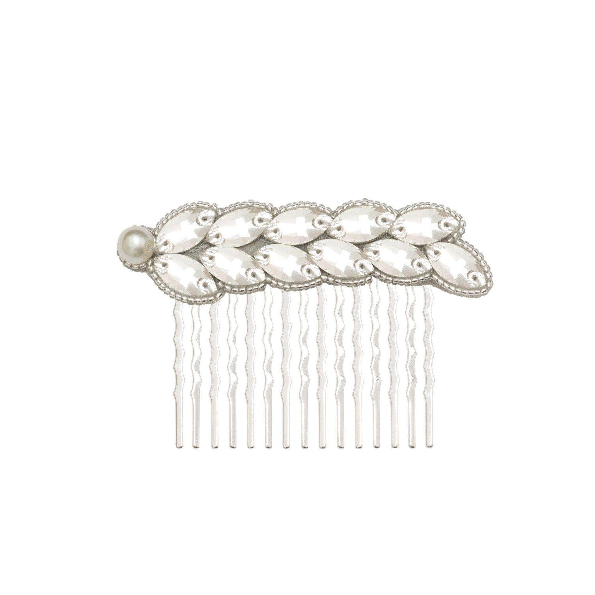 Wedding Haircomb Silver Sale - Bridal hair comb with a leaf style arrangement of crystals - 'Zara'