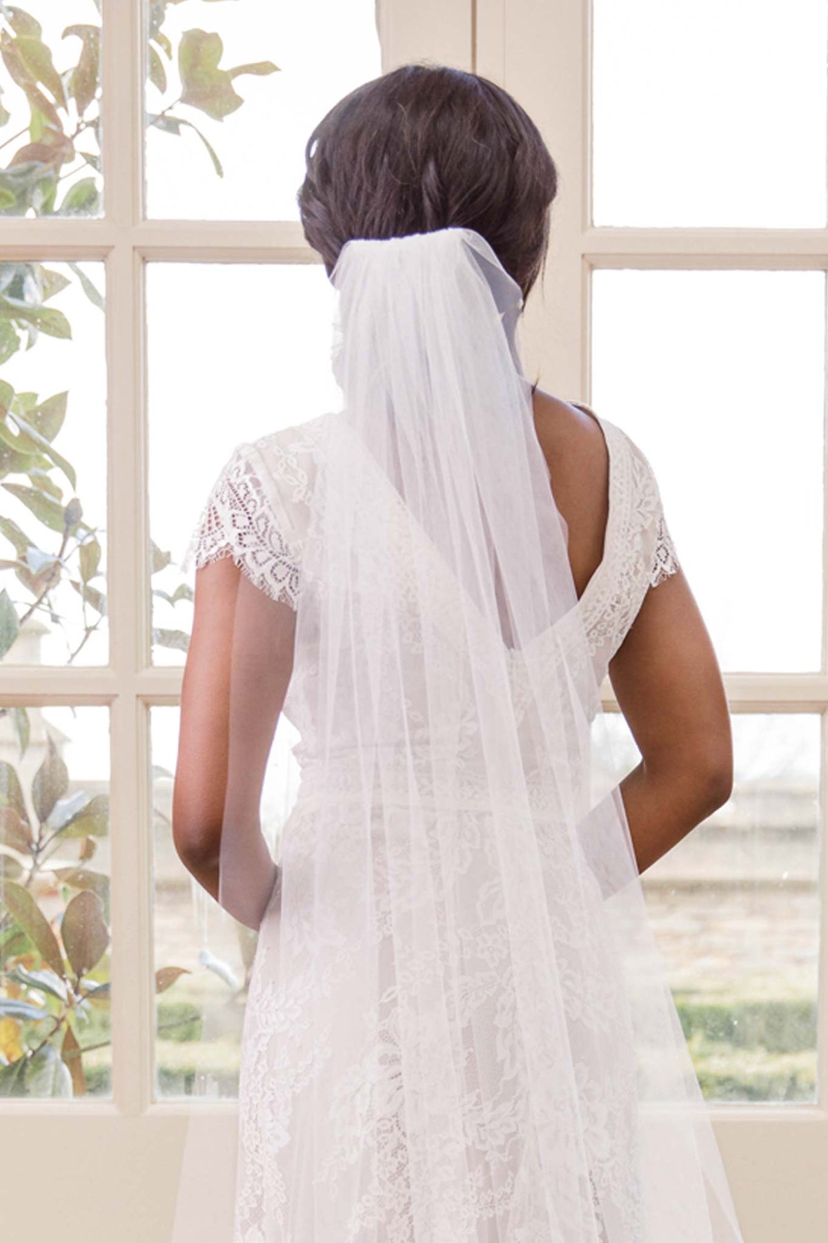Wedding Veil Cascade comb single tier cut edge veil - &#39;Calypso&#39;