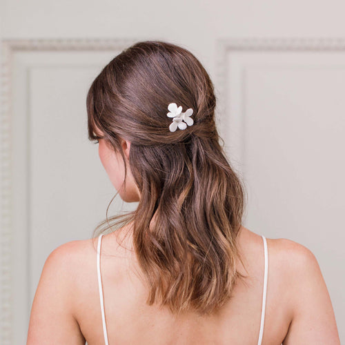 Clay flower hair pin