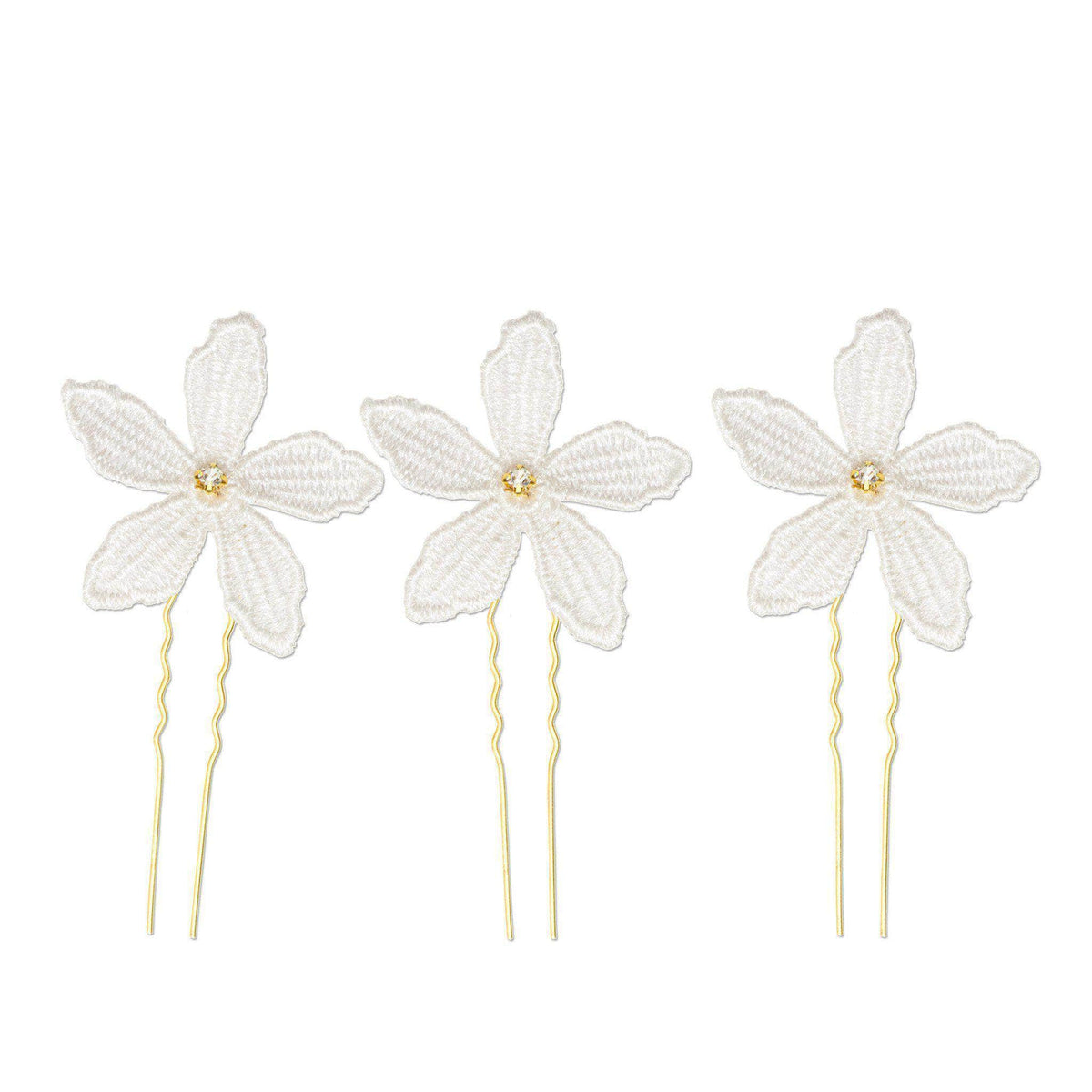 Wedding Hairpin Flower wedding hair pins gold (x3) - &#39;Clemence&#39;