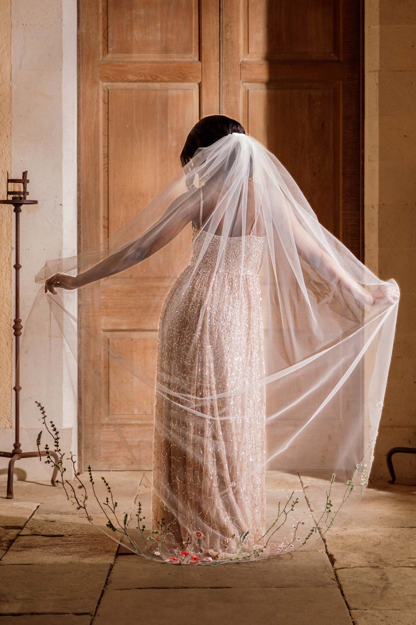 Wedding Veil Colourful Wildflower Embroidered Wedding Veil- Ophelia