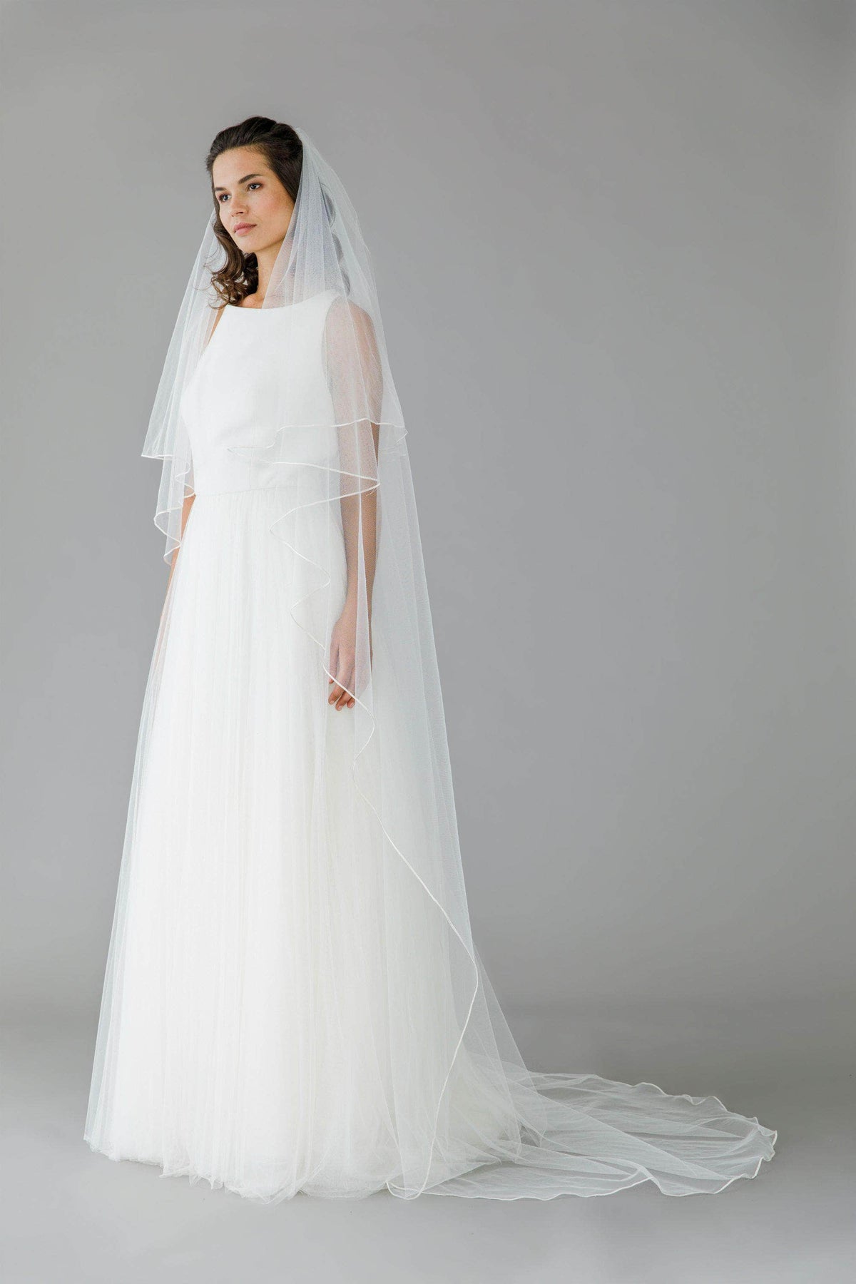 Wedding Veil Braid soutache edge two tier wedding veil - &#39;Nyla&#39;