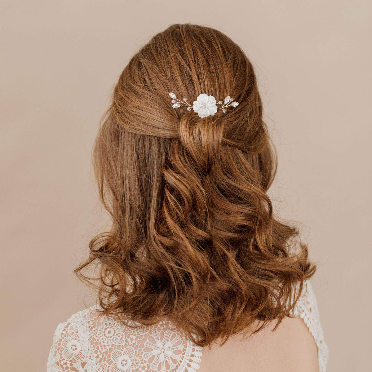 Wedding Hairpin Silver Silver floral hair pin - &#39;Jaime&#39;