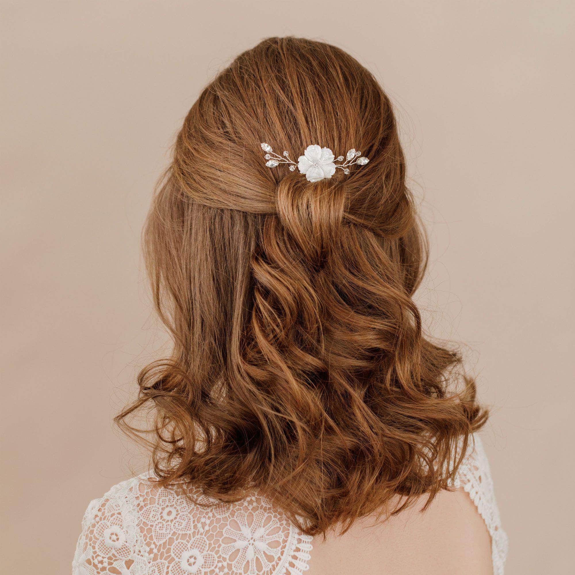Wedding Hairpin Silver Silver floral hair pin - 'Jaime'