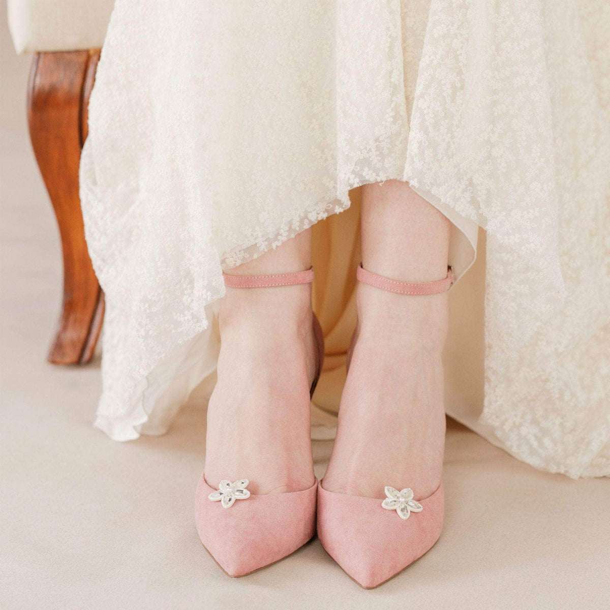 Wedding Shoe Clip Silver Flower crystal wedding shoe clips - &#39;Lena&#39;