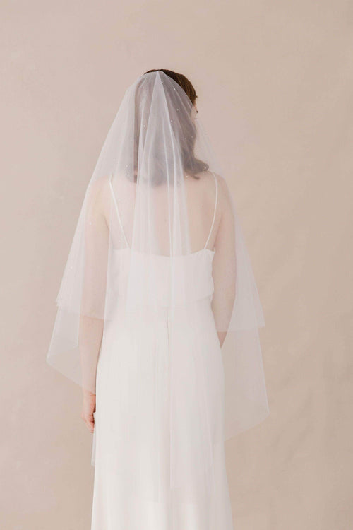 Wedding Veil Illusion drop veil with crystal scatter- Marina
