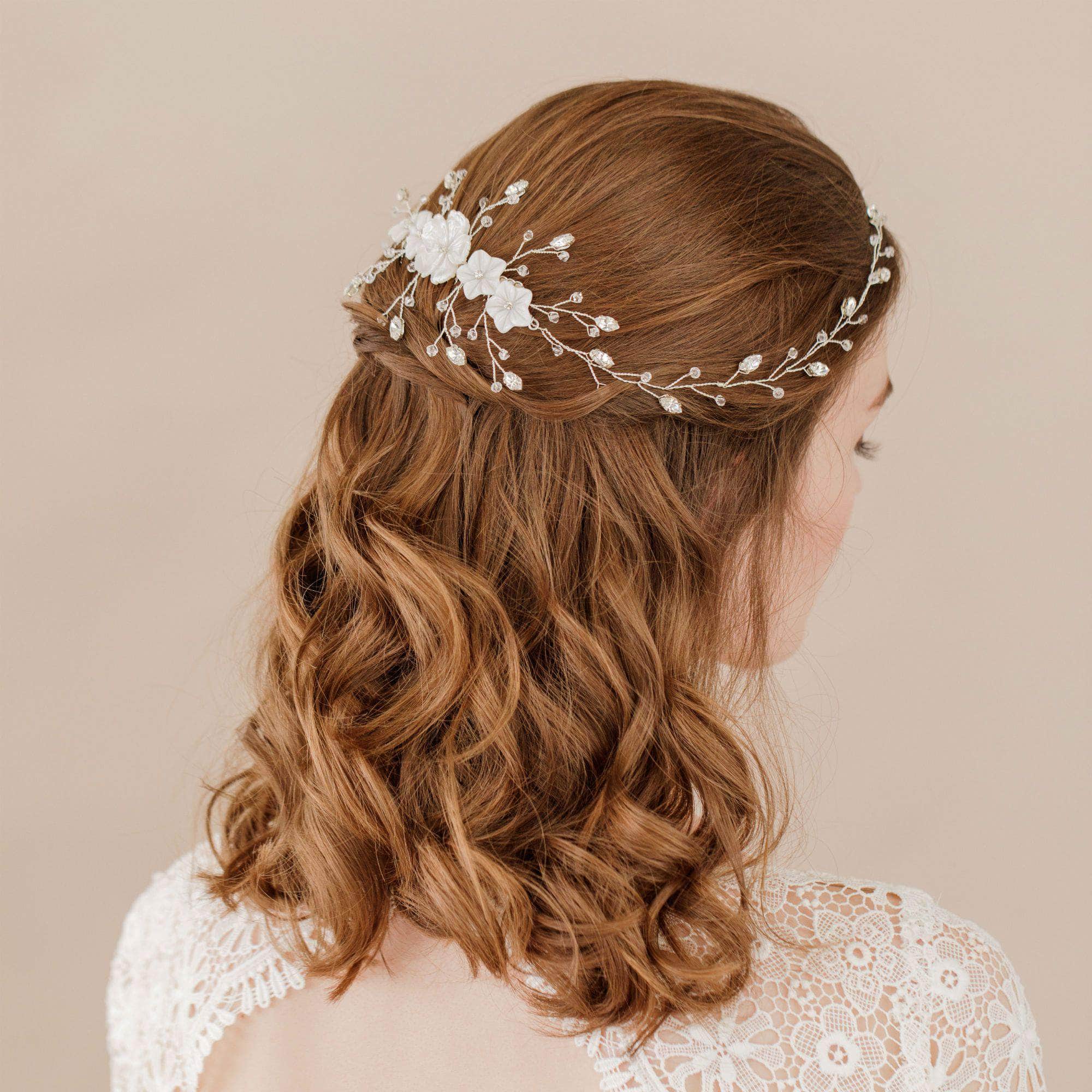 Wedding Hairvine Silver floral multipiece with large centrepiece  - 'Jaime'