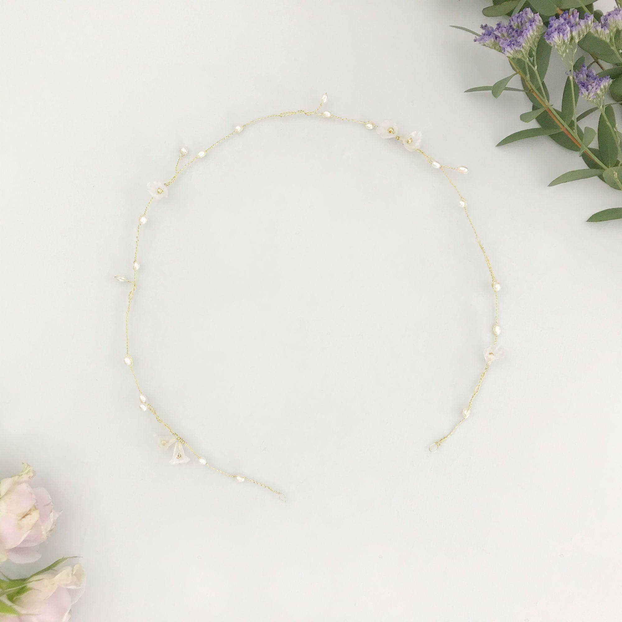 Wedding Hairvine Gold Gold floral pearl extra long hair vine - 'Elsa'