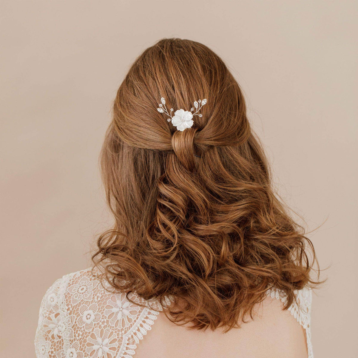 Wedding Hairpin Silver Silver floral hair pin - &#39;Jaime&#39;