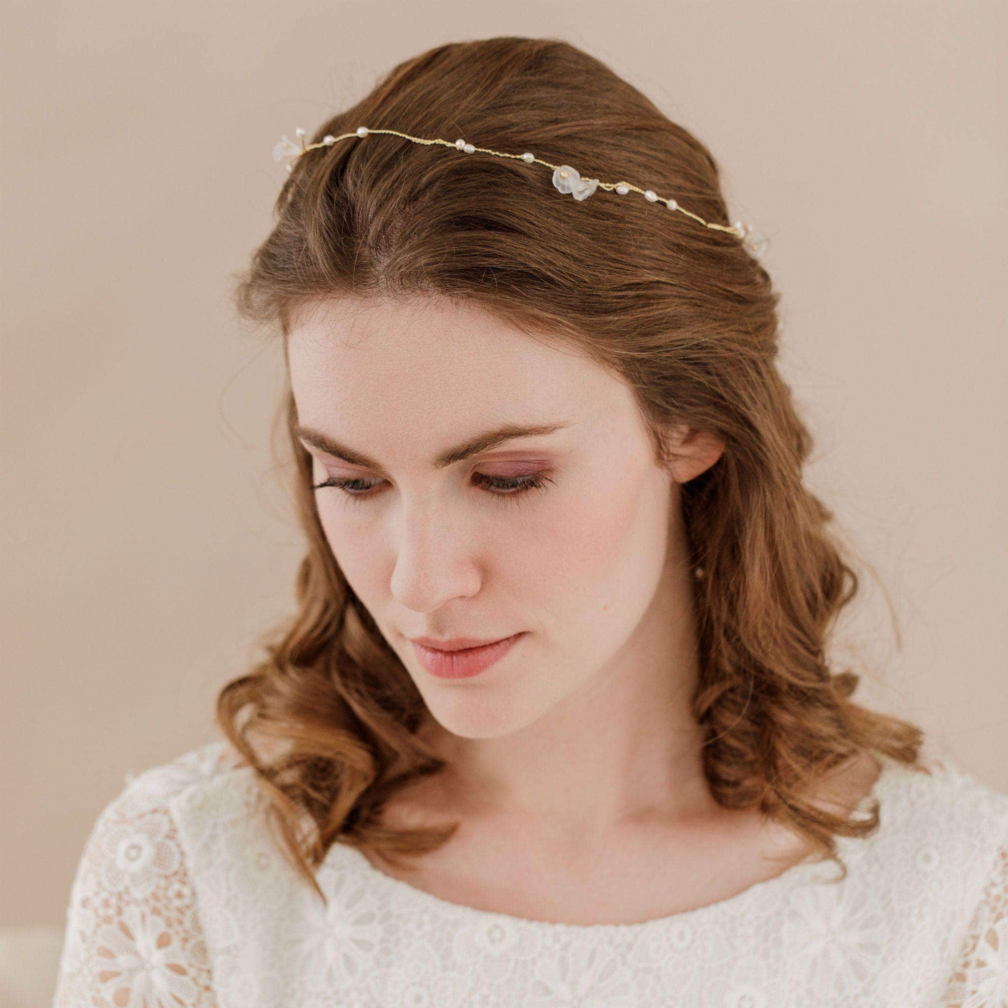 Wedding Hairvine Gold Gold floral pearl extra long hair vine - 'Elsa'