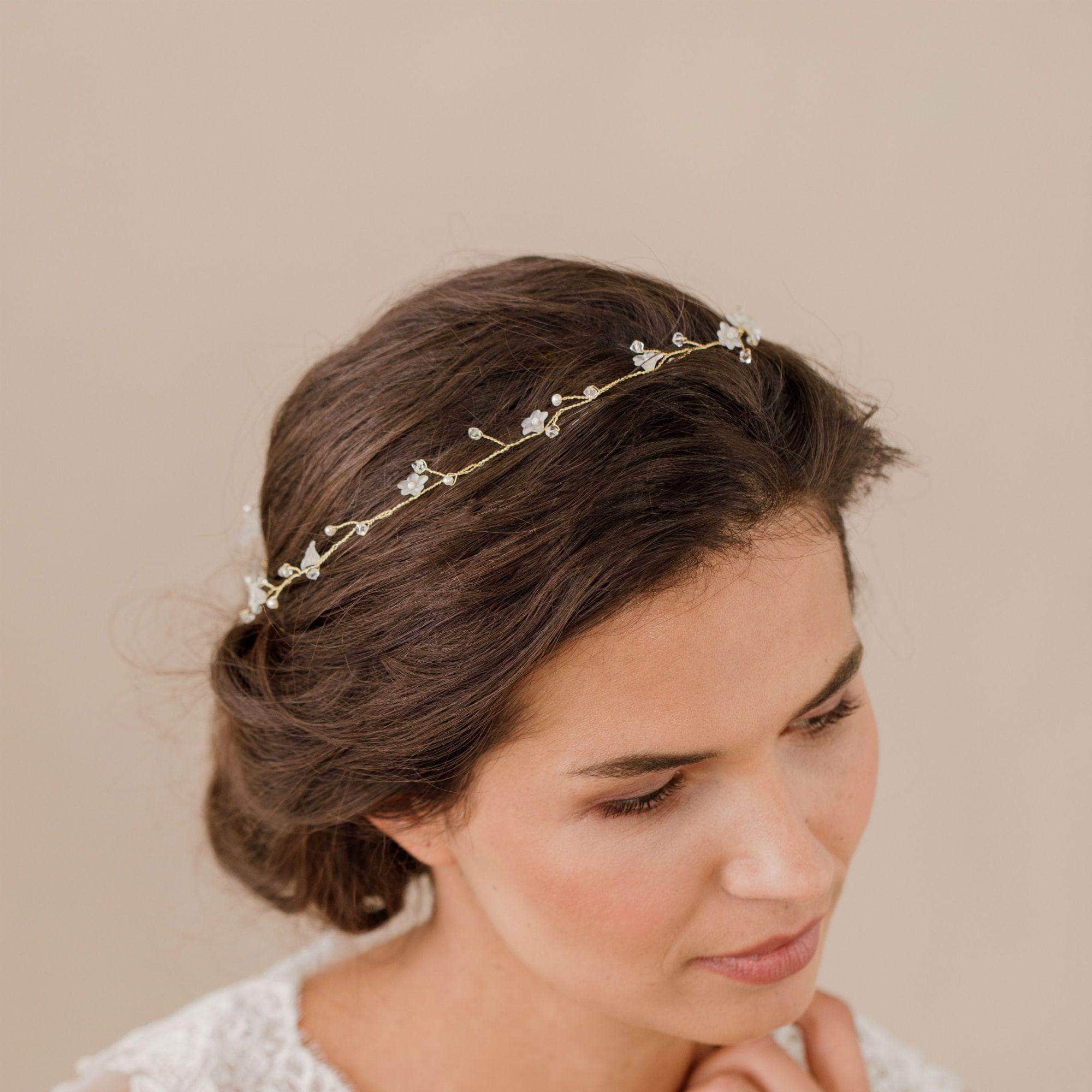 Wedding Hairvine Gold Gold pearl extra long hair vine - 'Myra'