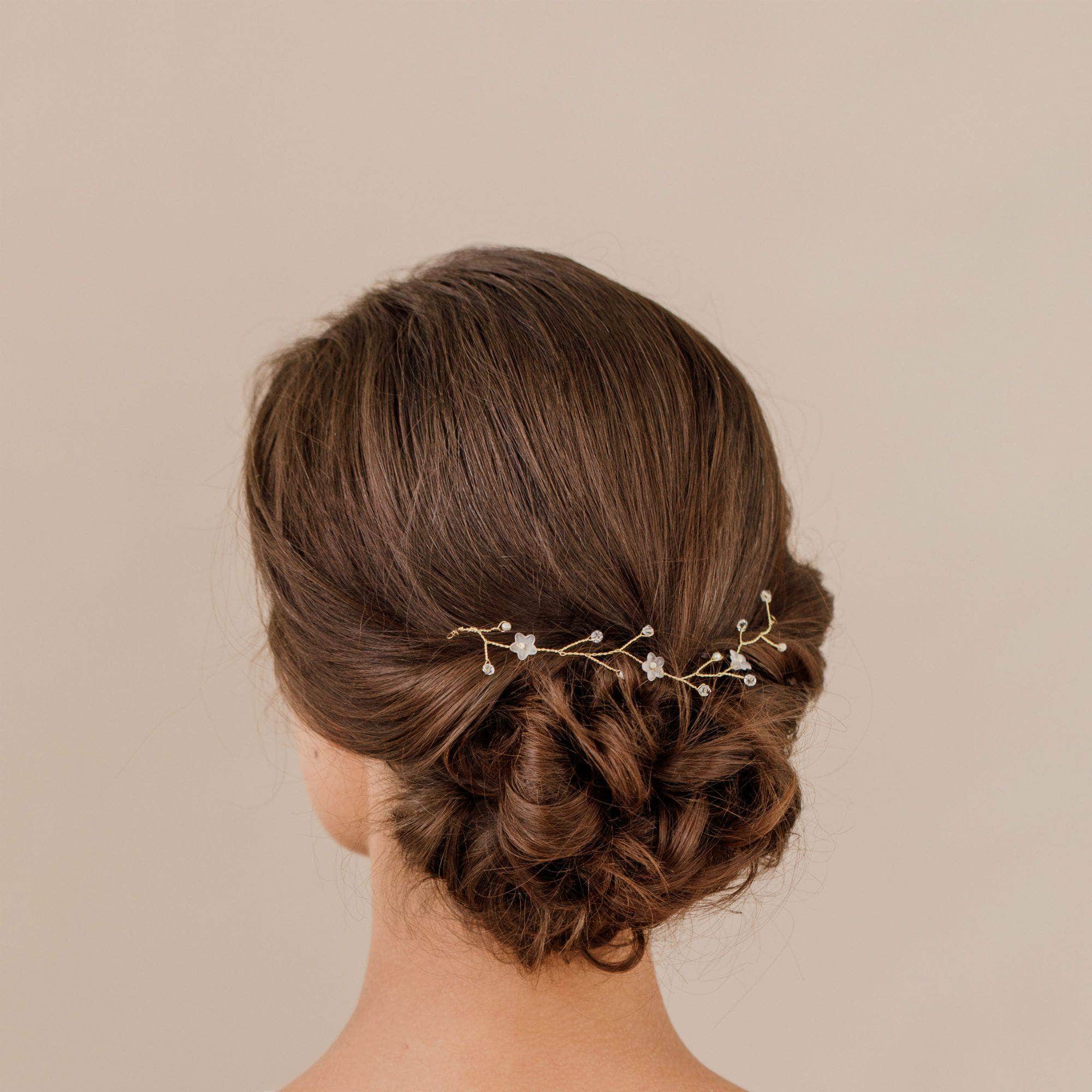 Wedding Hairvine Rose gold pearl medium length hair vine - 'Myra'