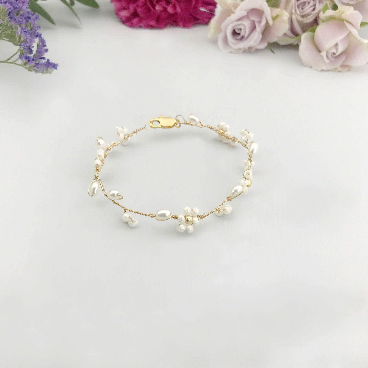 Wedding Bracelet Gold Gold floral bracelet - &#39;Flora&#39;