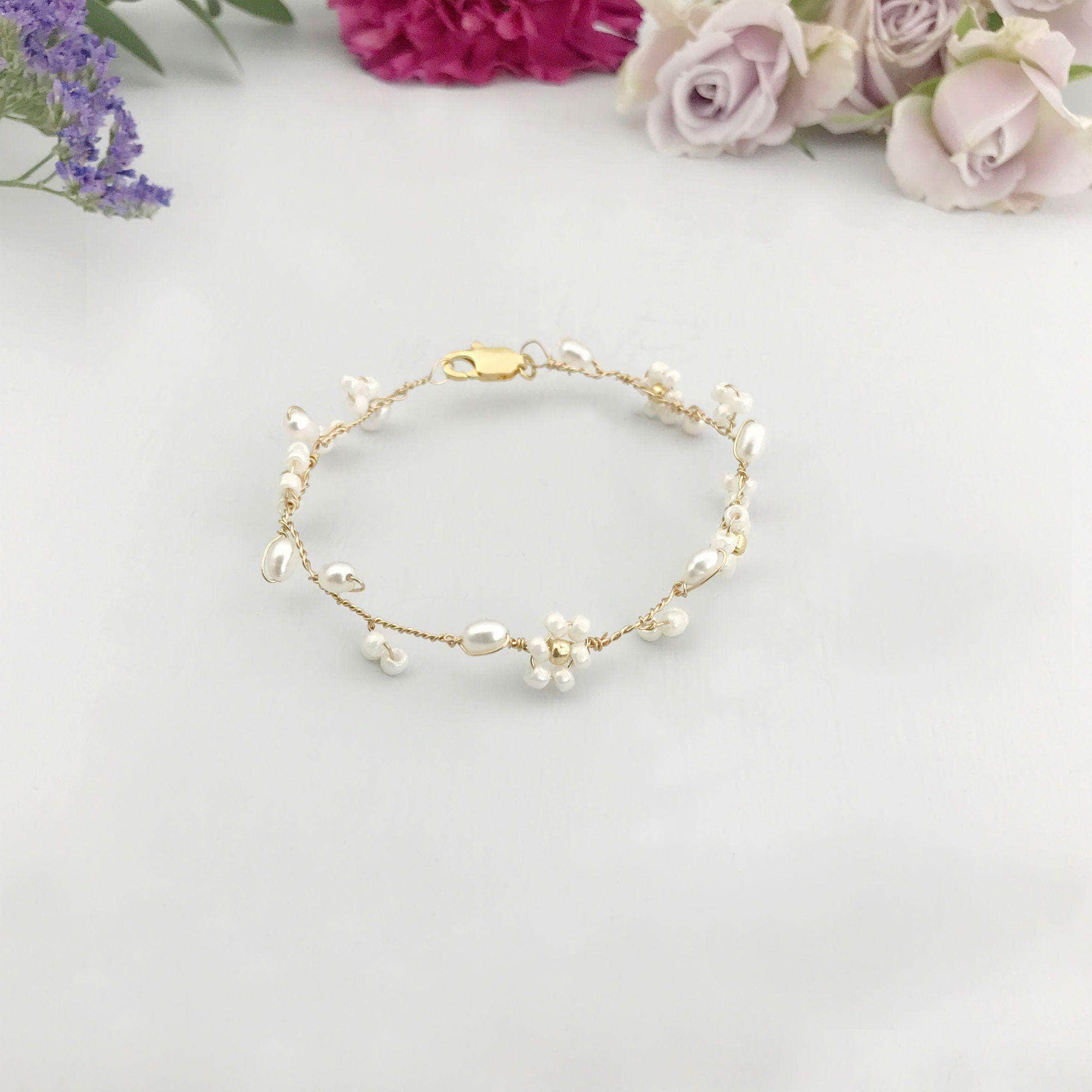 Wedding Bracelet Gold Gold floral bracelet - 'Flora'