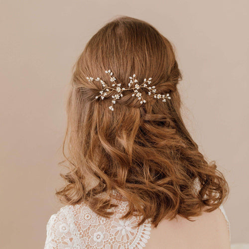 Wedding Hairvine Silver floral medium hair centrepiece - 'Flora'