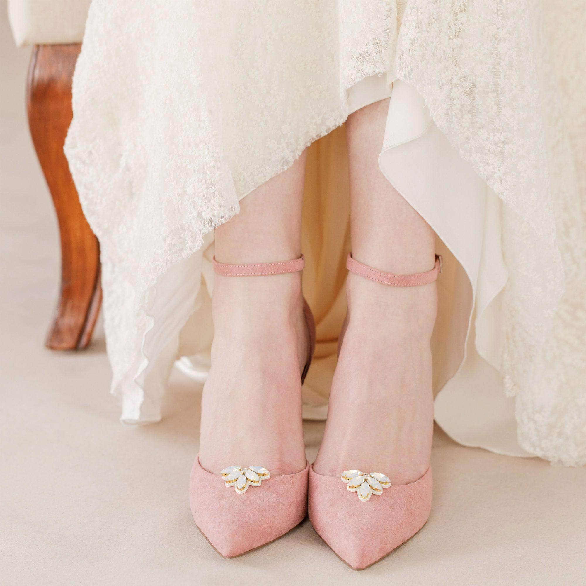 Wedding Shoe Clip Opal and gold Opal wedding shoe clips - 'Gwendolyn'