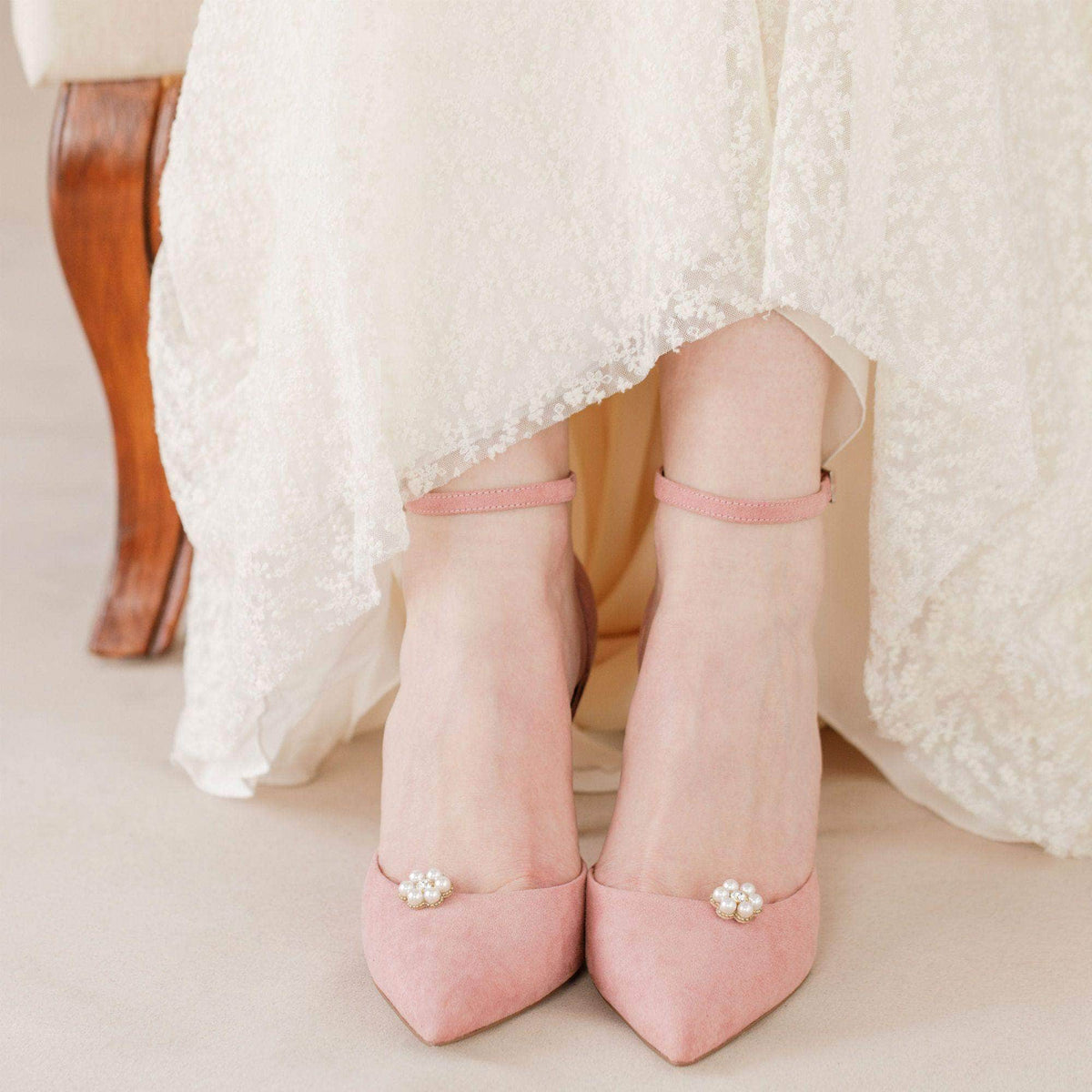 Wedding Shoe Clip Gold Flower pearl wedding shoe clips - &#39;Fleur&#39;