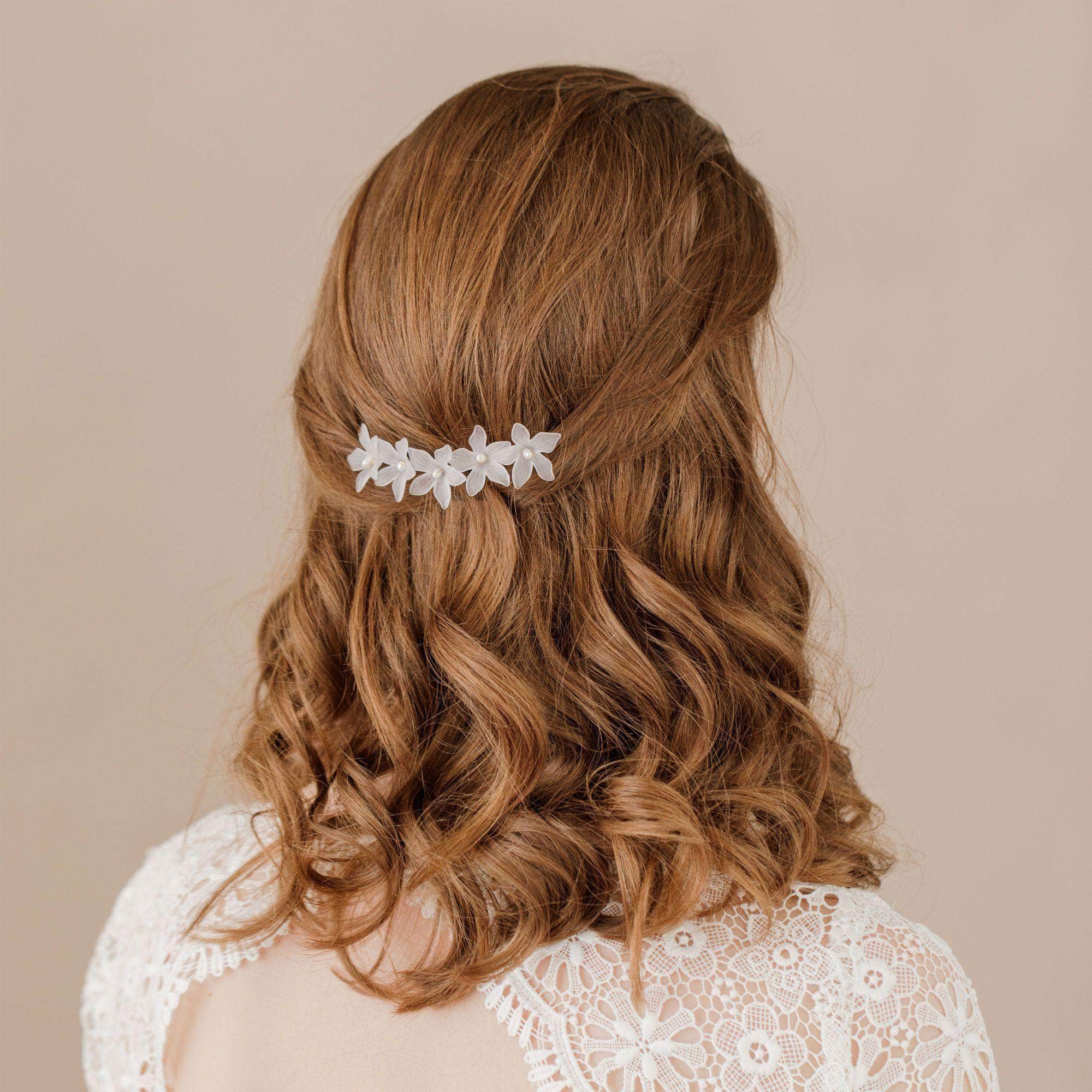 Wedding Hairvine Gold floral pearl hair centrepiece - 'Elsa'
