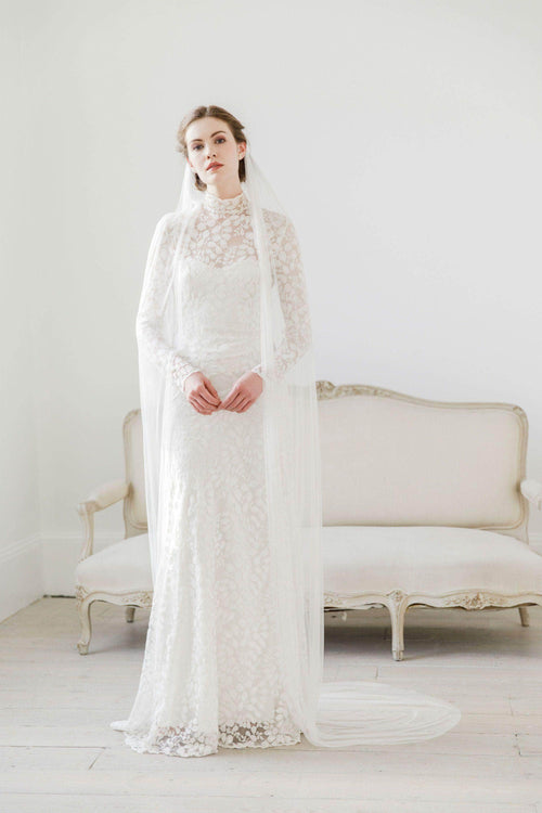 Wedding Veil Pure soft silk single tier cut edge wedding veil - 'Clara'