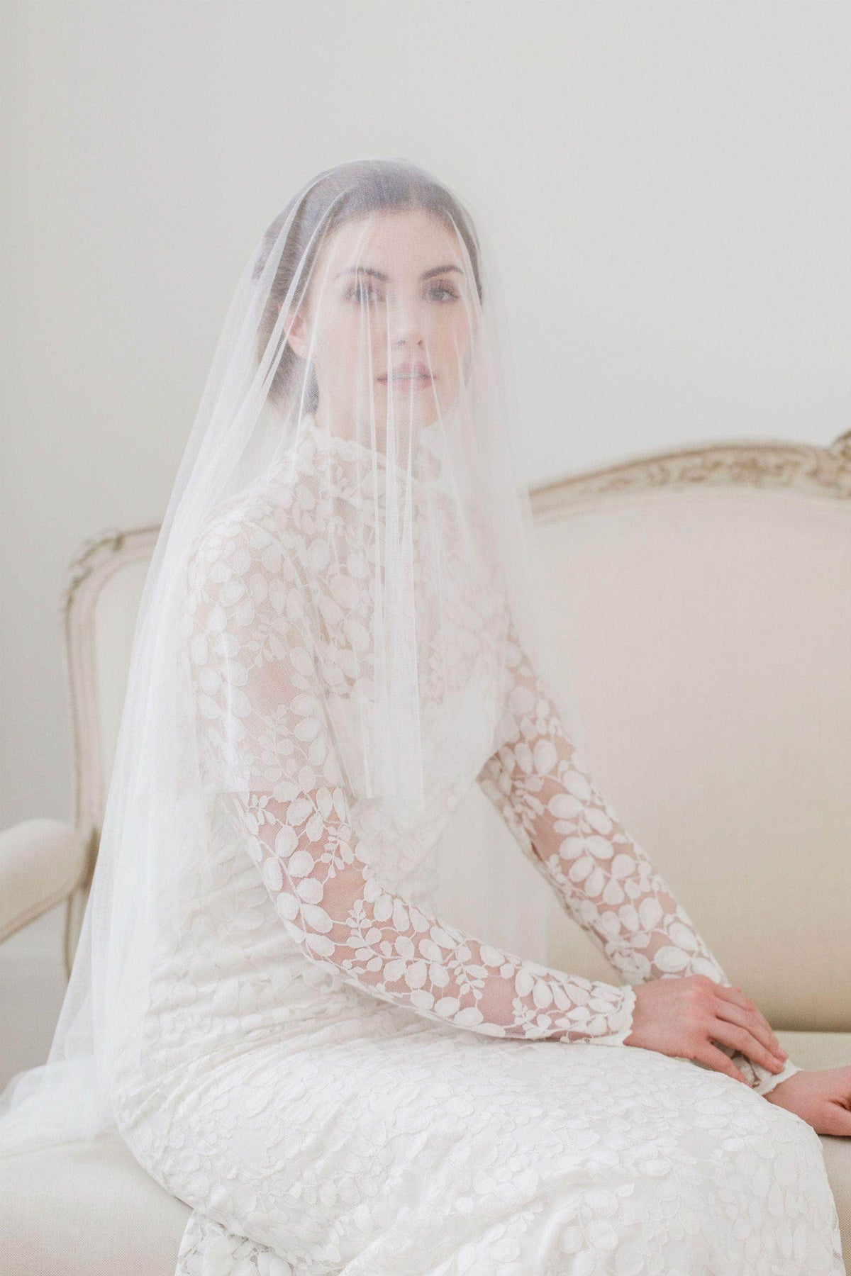 Wedding Veil Pure soft silk drop cut edge wedding veil - &#39;Clarence&#39;