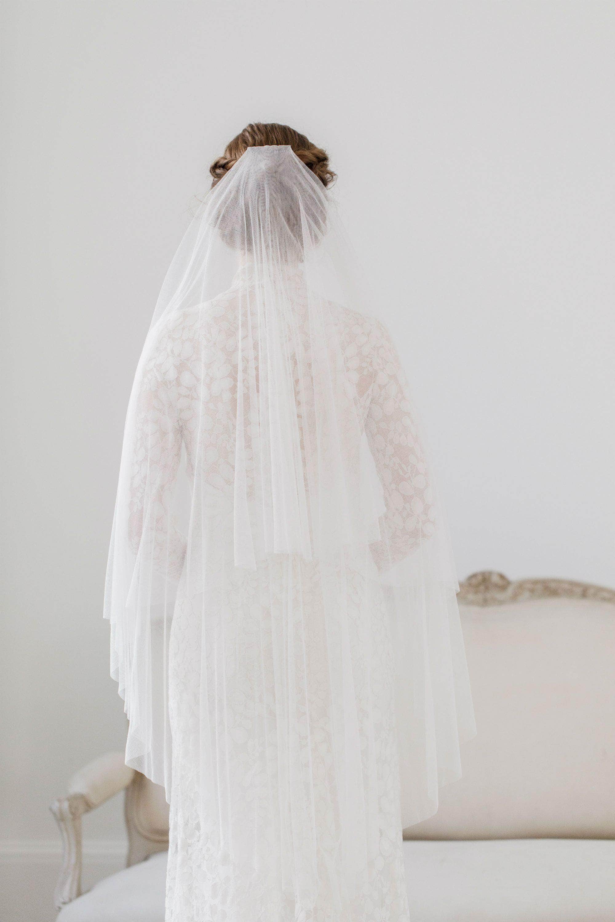 Wedding Veil Pure soft silk drop cut edge wedding veil - 'Clarence'