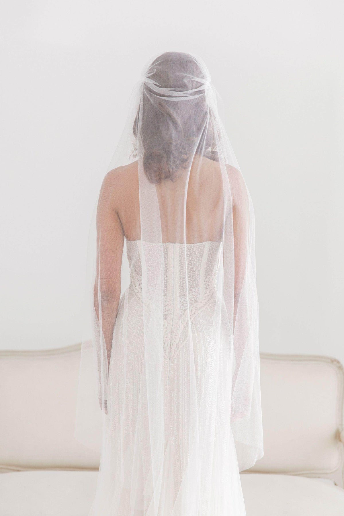 Wedding Veil Silk style lace Juliet cap wedding veil - &#39;Amelie&#39;