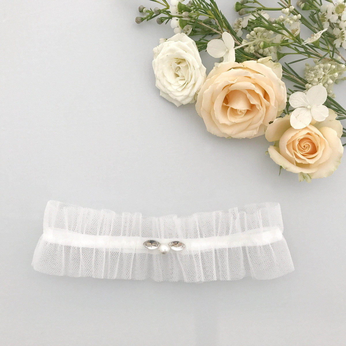 Wedding Garter Off white / Extra small 35-40cm (13.5-16 inch) Tulle wedding garter (various colours) - &#39;Tallé&#39;