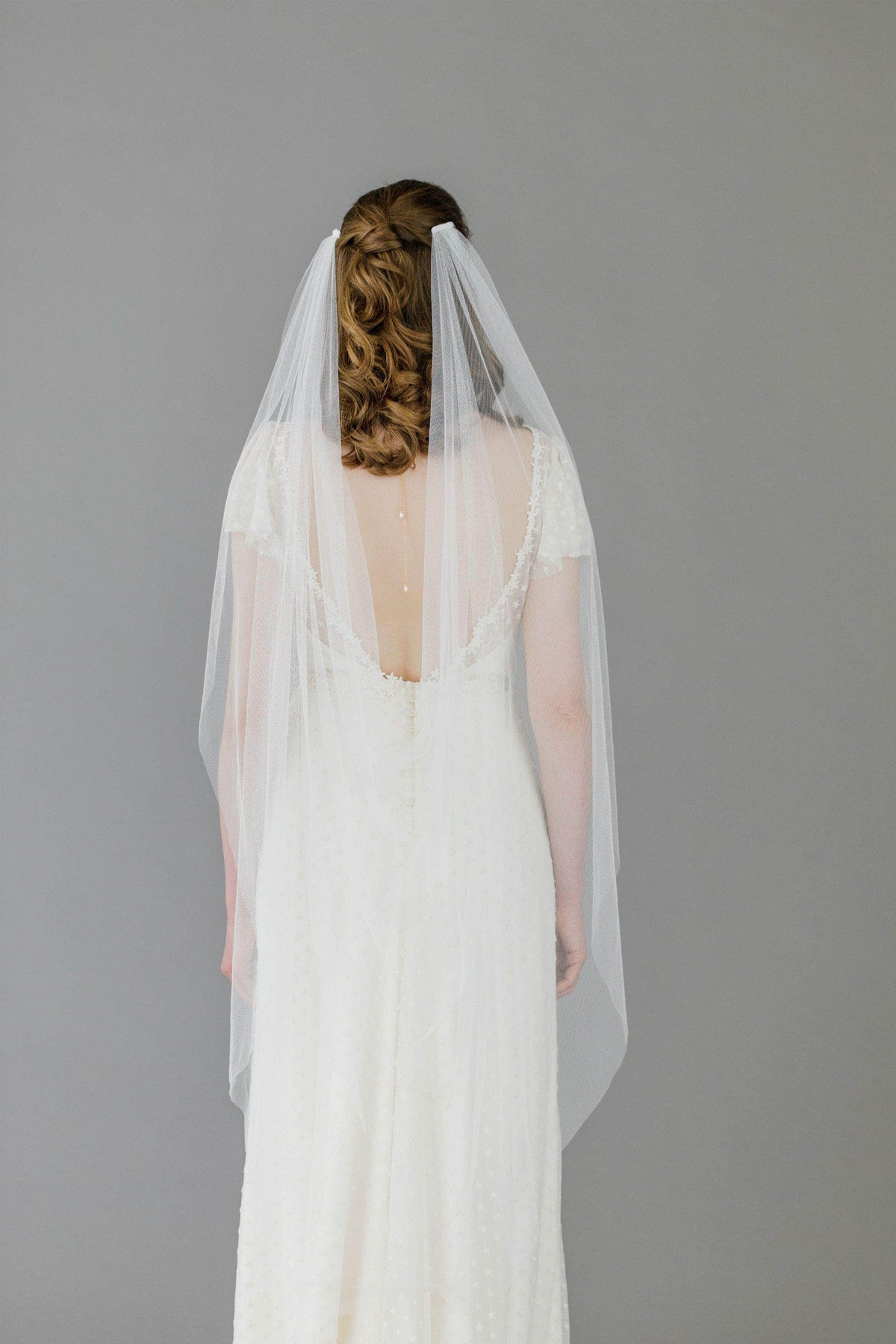 Wedding Veil Two comb drape cut edge silk style wedding veil - &#39;Saffron&#39;